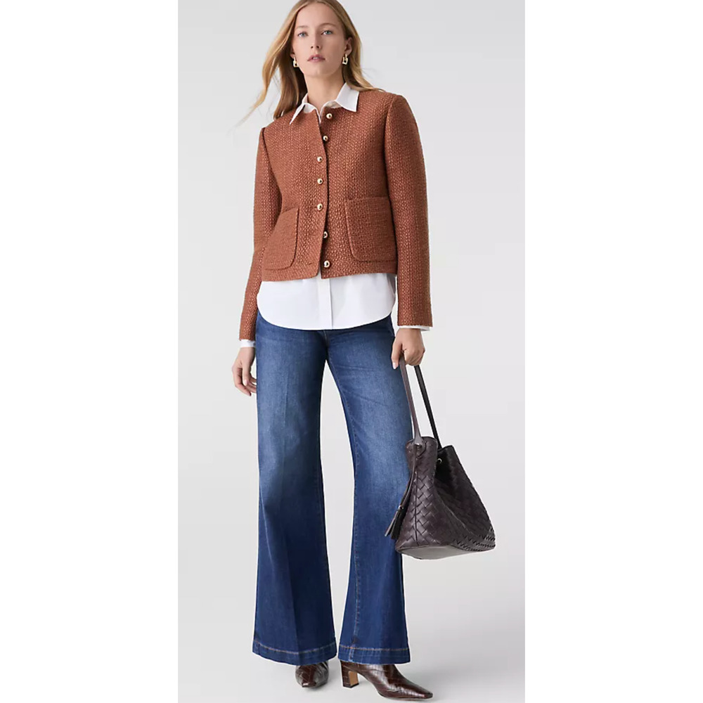 NEW ANN TAYLOR SPICED CIDER TWEED CREW NECK JACKET SZ 6 - Picture 3 of 7